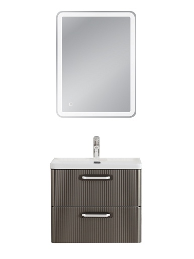 BelBagno Тумба с раковиной Due 60 подвесная Оружейная сталь ручки Белые – картинка-7